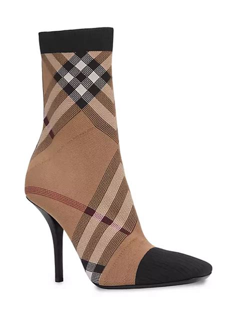 Shop Burberry Dolman 100MM Check Sock Boots 